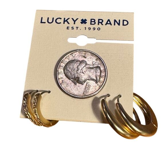 Lucky Brand Gold Hoop Earrings set - Picture 2 of 3